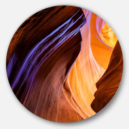 Designart - Blue Wall of Antelope Canyon' Landscape Photography Circle Metal Wall Art
